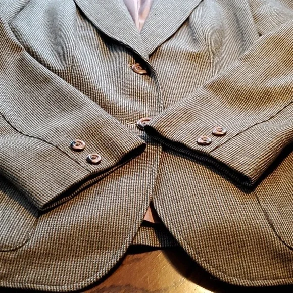 Lee Parker Vintage Brown Pinstripe Pure Wool 2 Button Blazer Est Size S/M - Picture 9 of 14